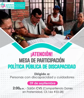 Participa en la mesa de trabajo para la actualización de la Política Pública de Discapacidad