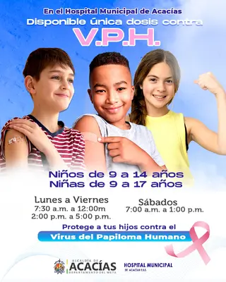 Disponible en Acacías dosis única contra el VPH para los niños de 9 a 14 años.