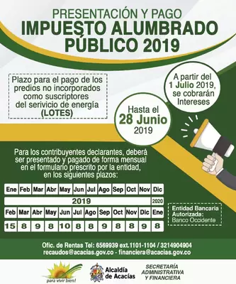 PRESENTACIÓN Y PAGO IMPUESTO ALUMBRADO PÚBLICO 2019