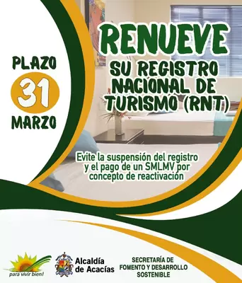 RENUEVE O REGÍSTRESE EN EL REGISTRO NACIONAL DE TURISMO