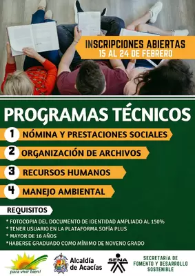 CUATRO NUEVOS PROGRAMAS TÉCNICOS OFERTA EL SENA