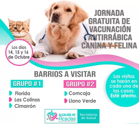 jornadas gratuitas de vacunación antirrábica canina y felina