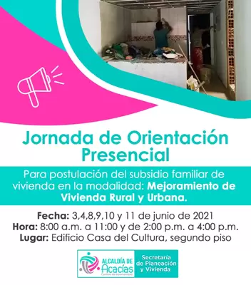 Esta Semana Jornada de Orientación para Mejoramiento de Vivienda