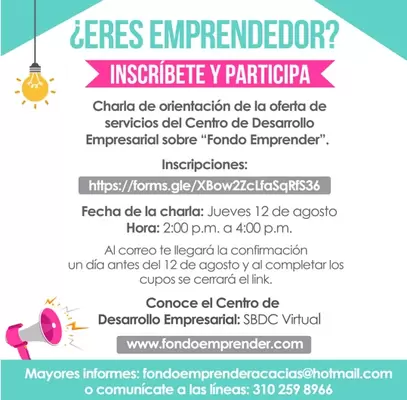 Emprendedores no dejen pasar esta oportunidad