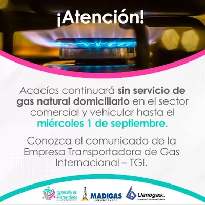 Continúa la suspensión de Servicio de Gas por daño hasta el 1 de septiembre